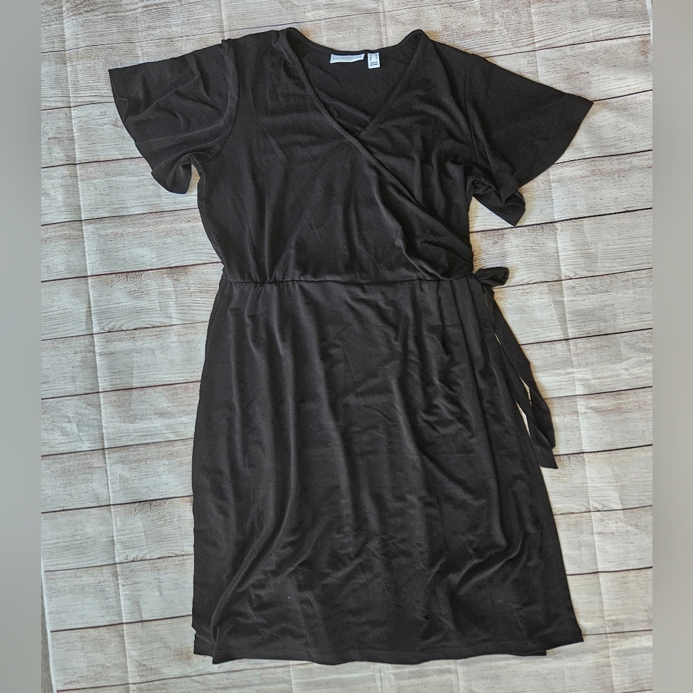 Susan Graver Black Faux Wrap Dress